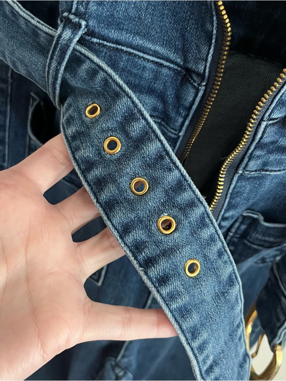 Show Me Your MuMu Blue Denim Cropped Jacksonville Jumpsuit - Picture 6 of 7